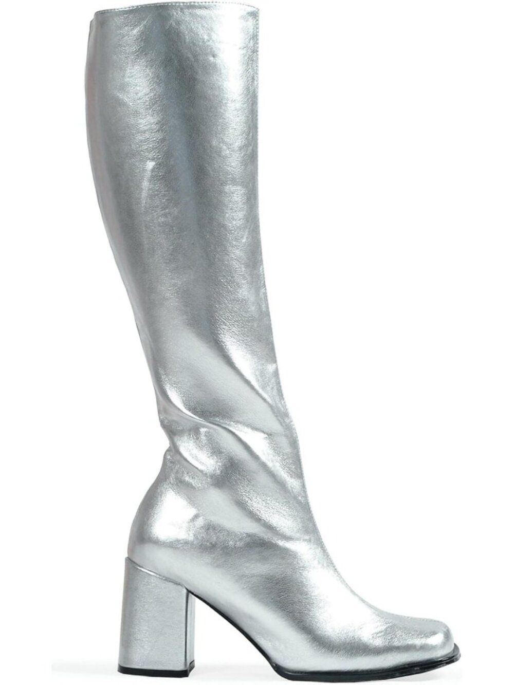 Women's Silver Knee High Fashion Boot 8 Inches Shoes Pull On Tall Round Toe